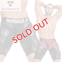 Maskulo【マスクロ】男性用スパッツ ボクサーパンツ レザー風 フェイクレザー ラバー Maskulo マスクロ ARMORED サイクリングショーツ ボクサー