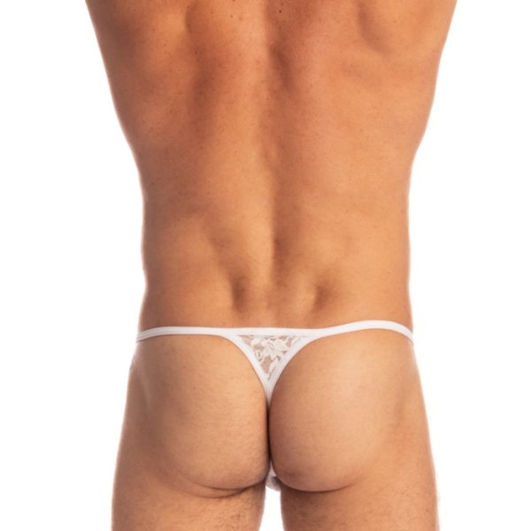 画像2: L'Homme Invisible【ロームアンヴィジーブル】 メンズTバック 男性用Tバック 男性Gストリング G-string White Lotus レース メッシュ Ｔバック 男性下着 (my83-lot-002)