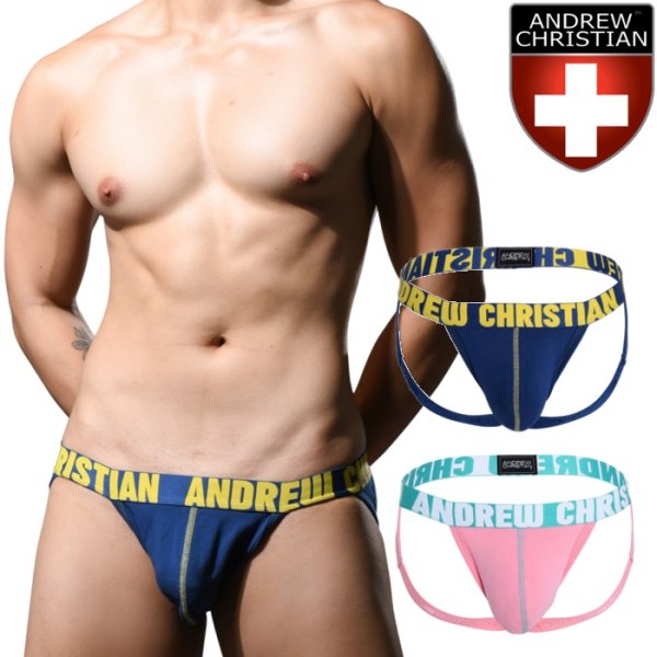 画像1: Andrew Christian【アンドリュークリスチャン】ジョックストラップ ケツ割れ ケツワレ アンクリ ALMOST NAKED レトロ  Happy ジョックストラップ (1)